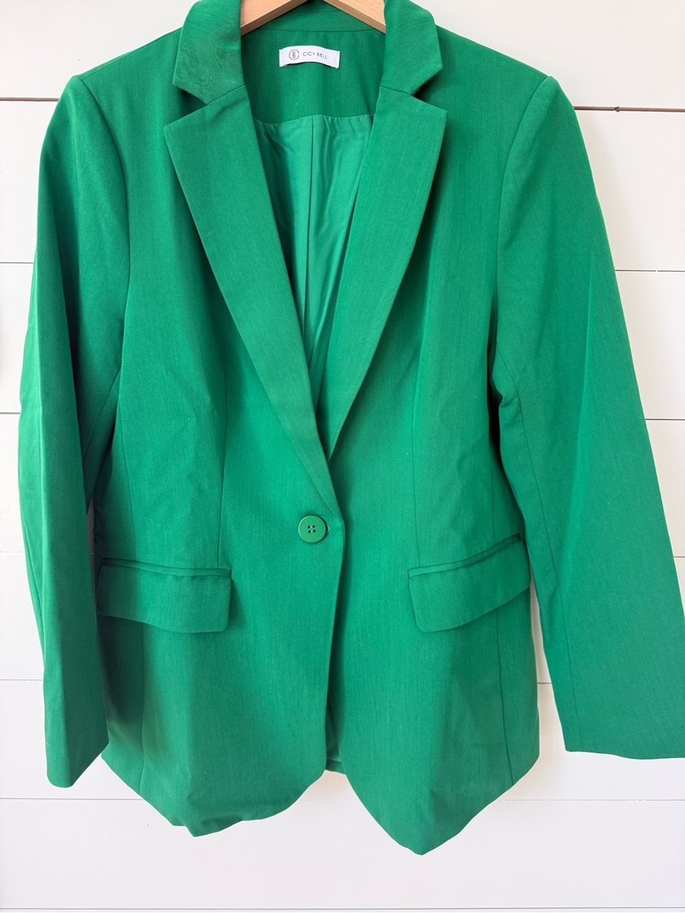 Deep Green Cicy Bell Single-Button Blazer